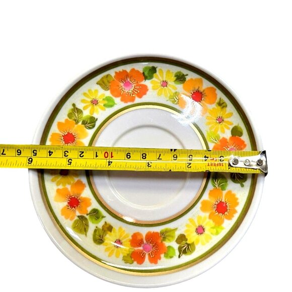 Retro 60s Imperial Sheffield Golden Garden Melamine flower power dinner set of 9 - Picture 8 of 10